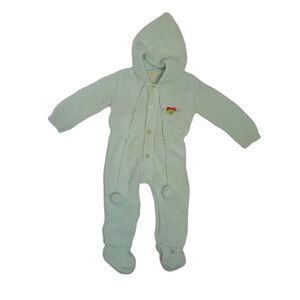 VINTAGE‎ 60s mint green knit hooded mushroom one piece outfit 3m